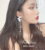 Long Tassel Star and Moon Fairy Ear Clip Earrings