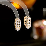 925 Silver Stud Earrings with Zircon Pearl - Charismatic Hoop
