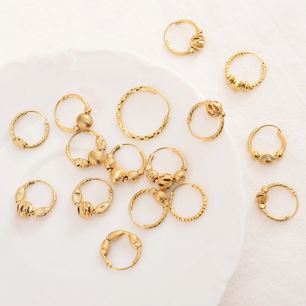 24K Small Round Hoop Earrings for Women