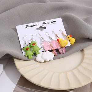 Cartoon Earrings 5-Piece Set Women's Jewelry