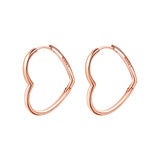 925 Silver Asymmetrical Heart Hoop Earrings Party Anniversary Gift