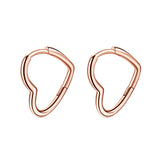 925 Silver Asymmetrical Heart Hoop Earrings Party Anniversary Gift
