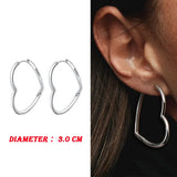 925 Silver Asymmetrical Heart Hoop Earrings Party Anniversary Gift