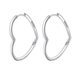 925 Silver Asymmetrical Heart Hoop Earrings Party Anniversary Gift