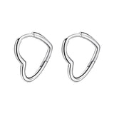 925 Silver Asymmetrical Heart Hoop Earrings Party Anniversary Gift