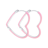 925 Silver Asymmetrical Heart Hoop Earrings Party Anniversary Gift