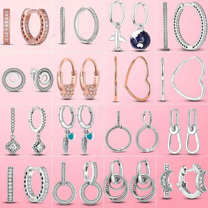 925 Silver Asymmetrical Heart Hoop Earrings for Women