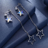 925 Sterling Silver Dangle Earrings Star Crystal Long Pendant Drop Earrings