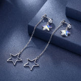 925 Sterling Silver Dangle Earrings Star Crystal Long Pendant Drop Earrings
