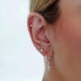 925 Silver Hoop Earrings with Lightning Pendant