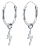 925 Silver Hoop Earrings with Lightning Pendant