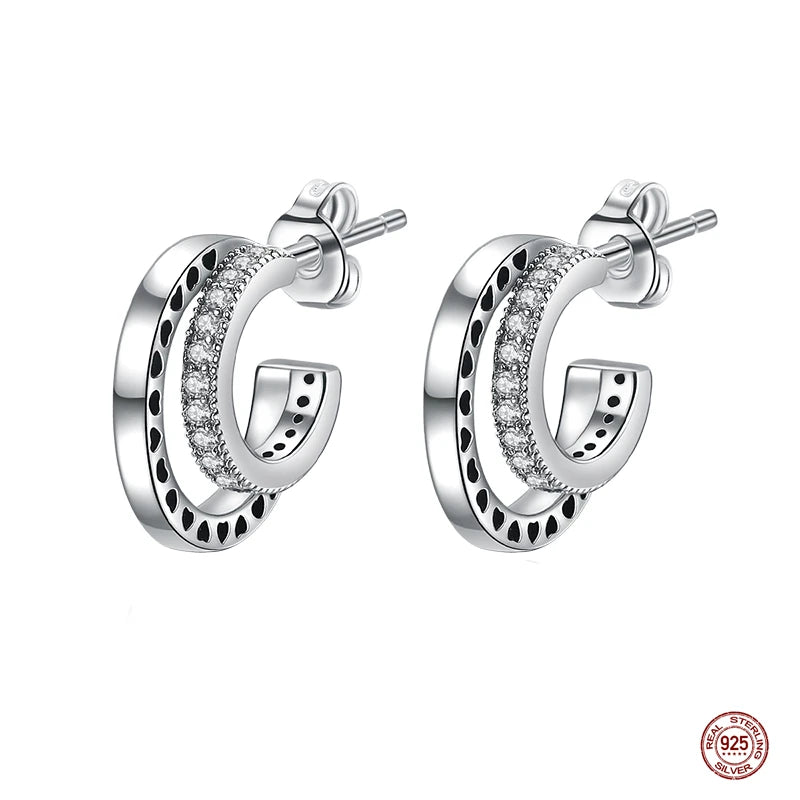 925 Sterling Silver Pav? Double Stud Earrings For Women