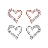 925 Silver Heart Stud Earrings Zircon Gift For Women
