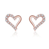 925 Silver Heart Stud Earrings Zircon Gift For Women