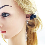 925 Sterling Silver Tassel Baguette Cut Long Earrings