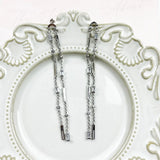 925 Sterling Silver Tassel Baguette Cut Long Earrings