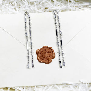 925 Sterling Silver Tassel Baguette Cut Long Earrings