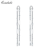 925 Sterling Silver Tassel Baguette Cut Long Earrings