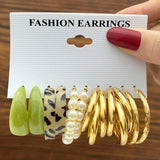 Bohemian Resin Acrylic Hoop Earrings Set For Women