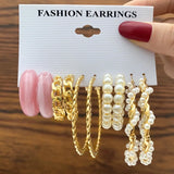 Bohemian Resin Acrylic Hoop Earrings Set For Women