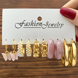Bohemian Resin Acrylic Hoop Earrings Set For Women
