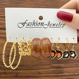 Bohemian Resin Acrylic Hoop Earrings Set For Women