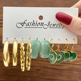 Bohemian Resin Acrylic Hoop Earrings Set For Women