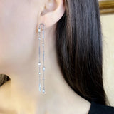 Baguette Cut Stone Earrings in Sterling Silver 925