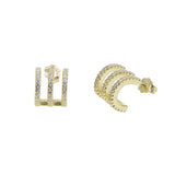 925 Sterling CZ Paved Earrings Half Circle Wedding Women Rings