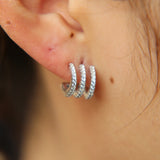 925 Sterling CZ Paved Earrings Half Circle Wedding Women Rings
