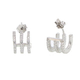 925 Sterling CZ Paved Earrings Half Circle Wedding Women Rings