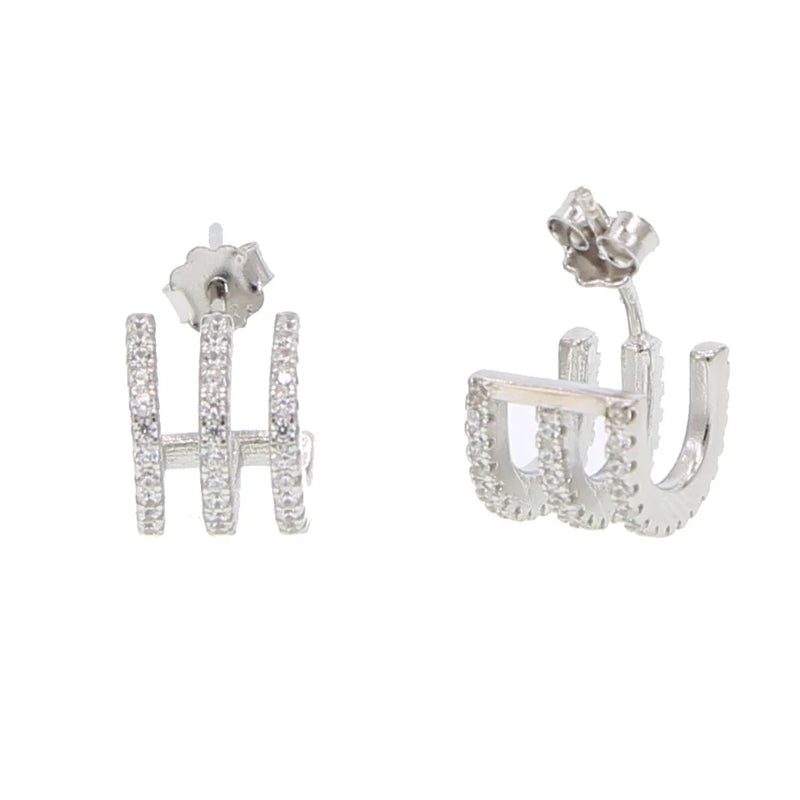925 Sterling CZ Paved Earrings Half Circle Wedding Women Rings