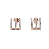 925 Sterling CZ Paved Earrings Half Circle Wedding Women Rings
