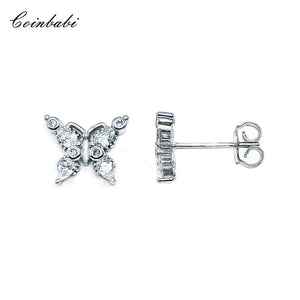 925 Silver Butterfly Earrings Zirconia Ear Studs