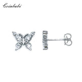 925 Silver Butterfly Earrings Zirconia Ear Studs