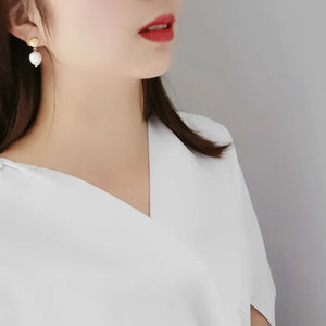 925 Silver Natural Shell Pearl Earrings