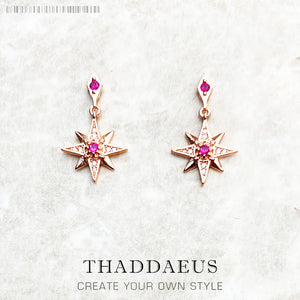 Delicate Star Pink Earrings Sterling Silver 925