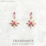 Delicate Star Pink Earrings Sterling Silver 925