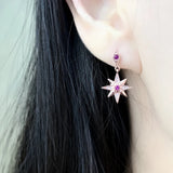 Delicate Star Pink Earrings Sterling Silver 925
