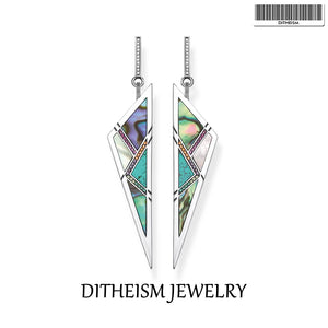 Ethnic Triangle 925 Silver Earrings Colorful Stones Fine Women Jewelry