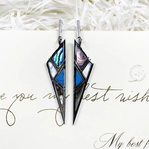 Ethnic Triangle 925 Silver Earrings Colorful Stones Fine Women Jewelry