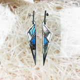 Ethnic Triangle 925 Silver Earrings Colorful Stones Fine Women Jewelry