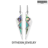 Ethnic Triangle 925 Silver Earrings Colorful Stones Fine Women Jewelry