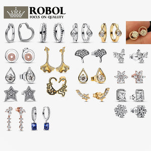 Exaggerated 925 Silver Stud Earrings High Sense of Light for Women