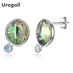 Crystal Stud Earrings S925 Sterling Silver Sparkle Jewelry