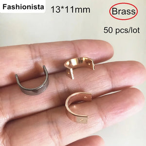 Brass Half Round Ring Earring Findings - Set of 50, 13*11mm, Various Colors