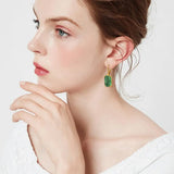 Emerald Earrings 14k Real 925 Sterling Silver Gems Engagement Gift For Mom