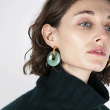 Circle Natural Stone Earrings Vintage Gift