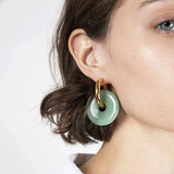 Circle Natural Stone Earrings Vintage Gift