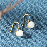 925 Silver Jade Earrings Vintage Gilded Gemstone Ear Studs Heart Ball
